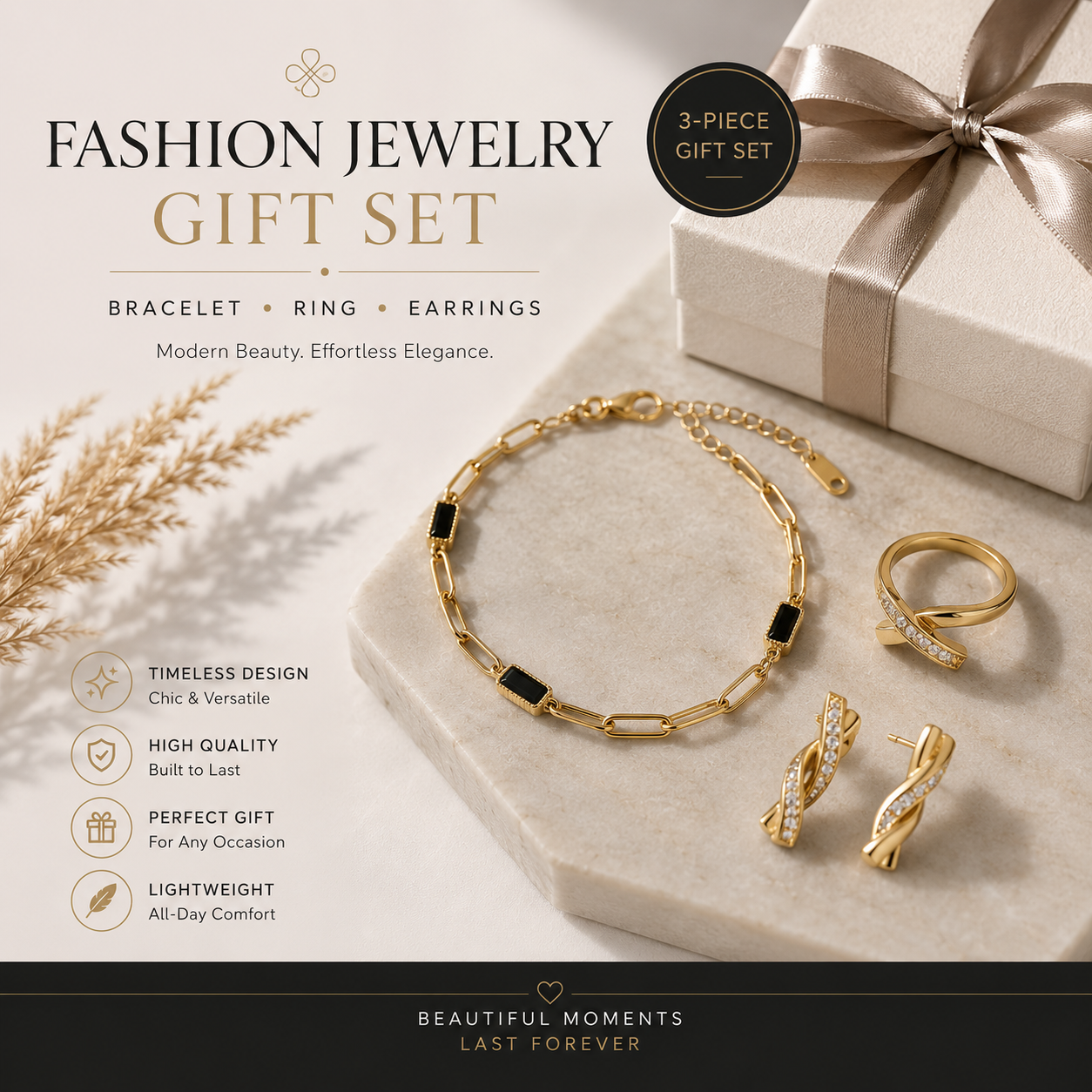 Fashion Jewelry Gift Set – Bracelet, Ring & Earrings
