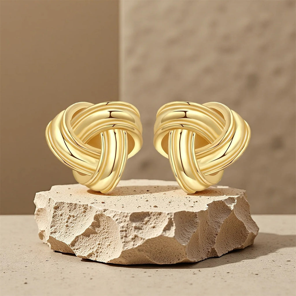 Gold Classic Style Stud Earrings