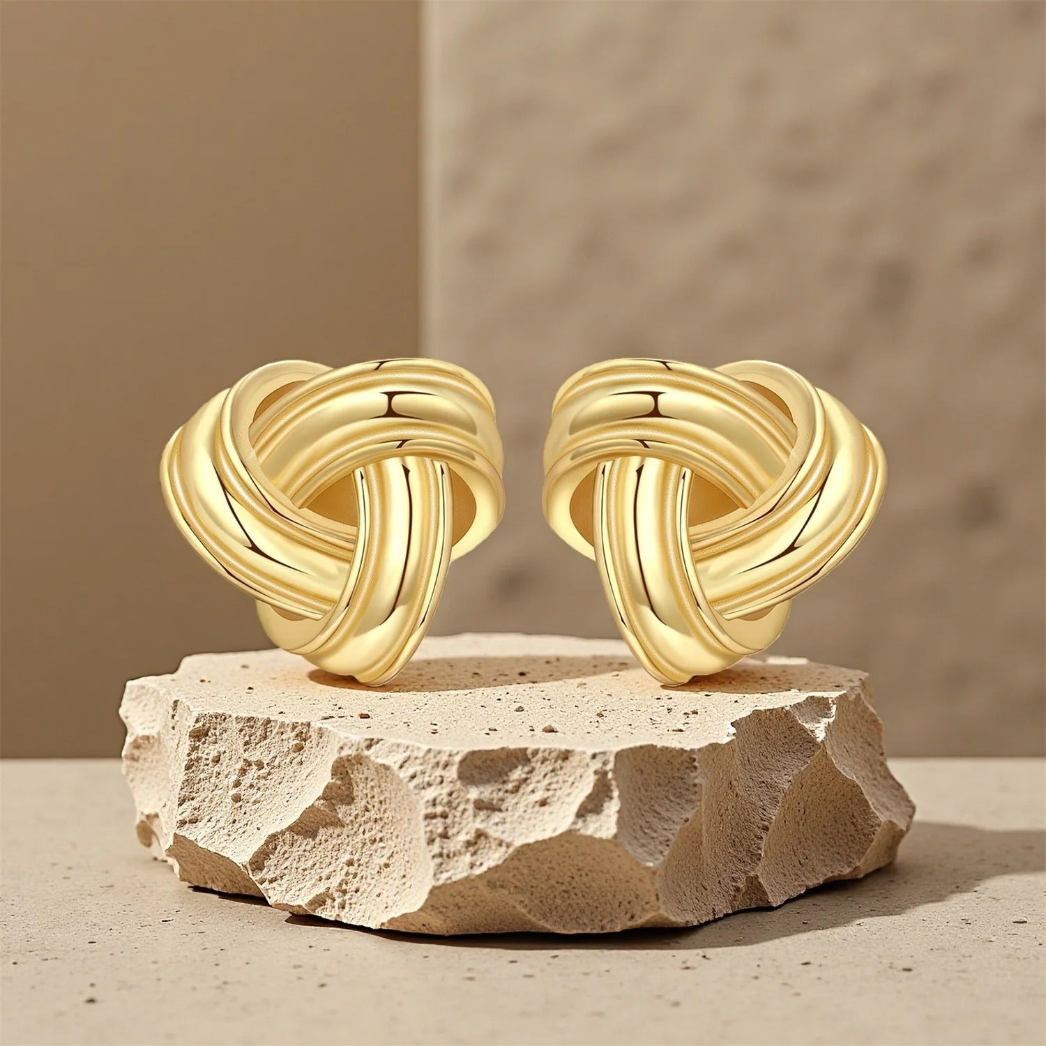 Gold Classic Style Stud Earrings